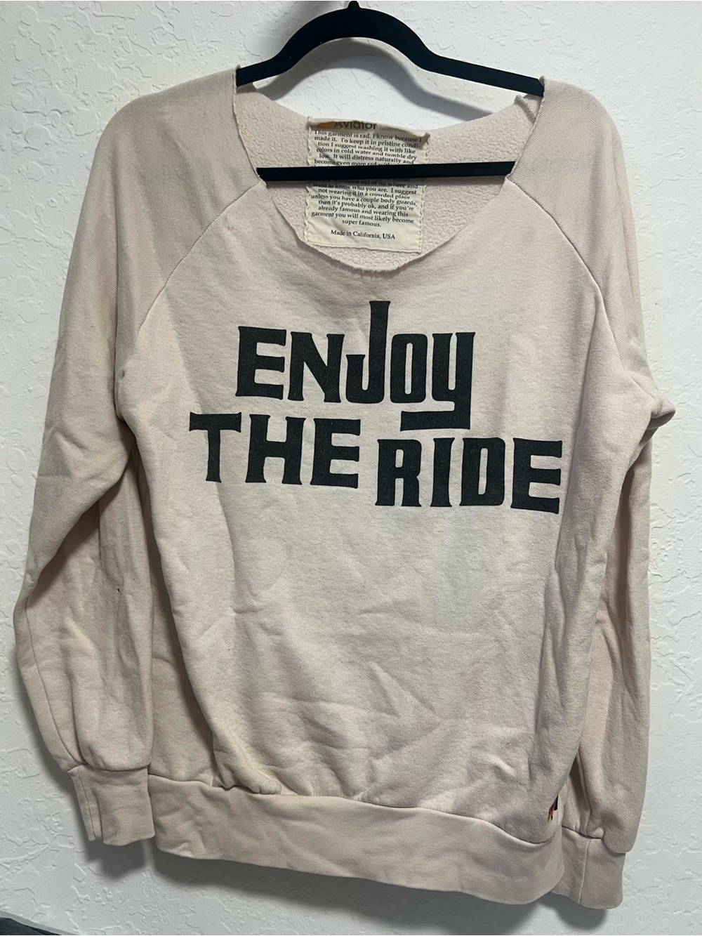 Aviator Nation Enjoy the Ride Sweatshirt S Cream Black Graphic